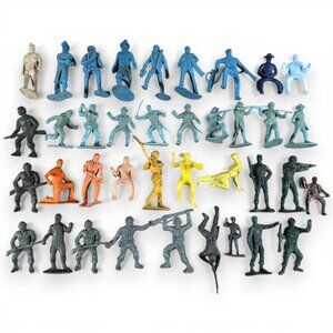 Vintage Mixed Lot of 38 Toy Soldiers Cowboys Indians Marx? MPC? Various Colors